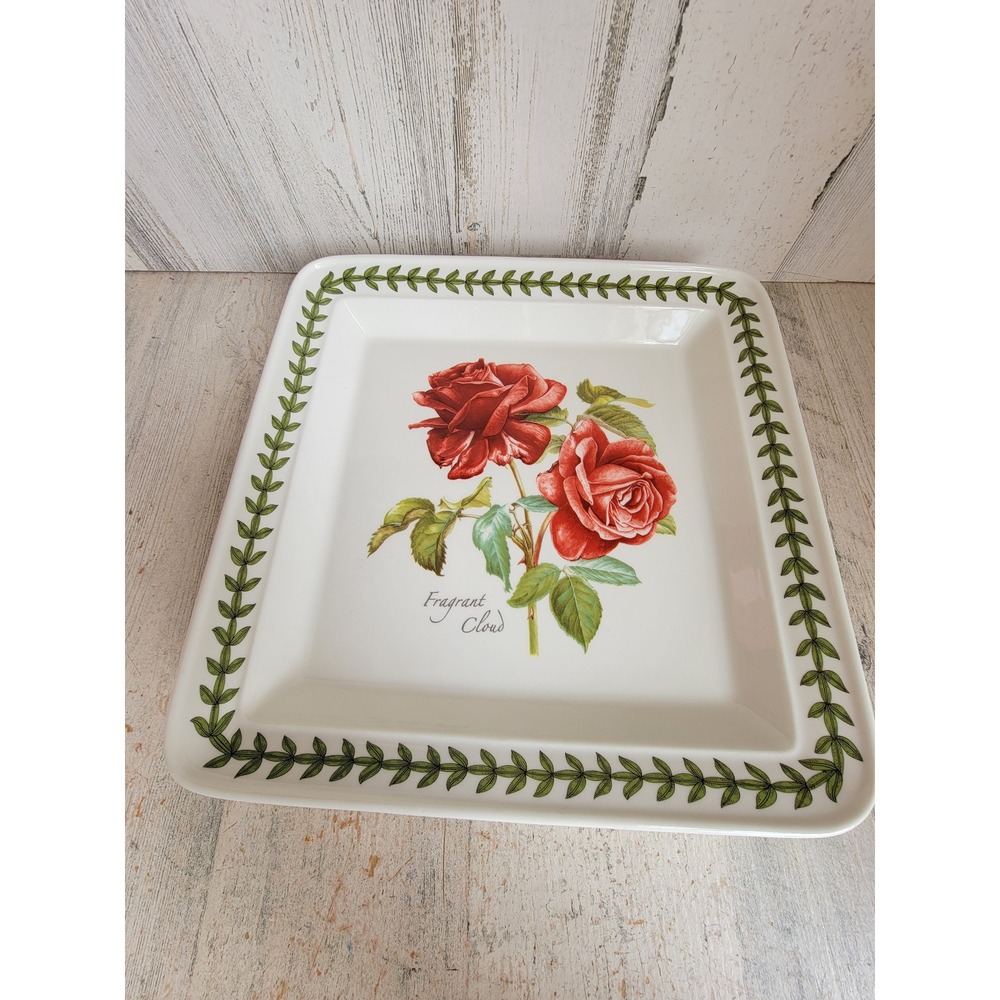 Botanical garden Portmeirion fragrant cloud rose square 10 inch dinner plate
